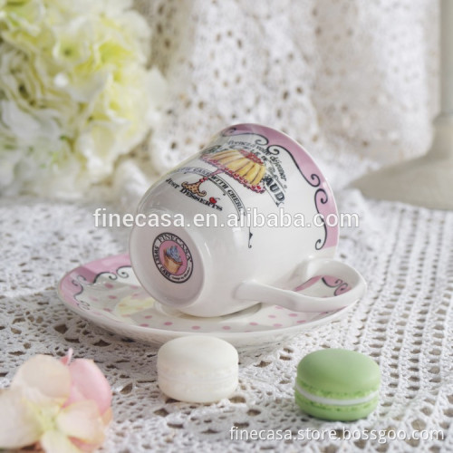 250CC Elegant New Bone China Coffee Ceramic Cups of Sweet Cake